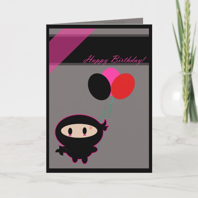 Kawaii Ninja Bonne carte d'anniversaire (Devant)