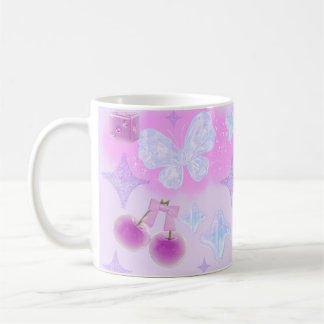 Kawaii Pastel Girly 3D Coquette Bow Moon Mug
