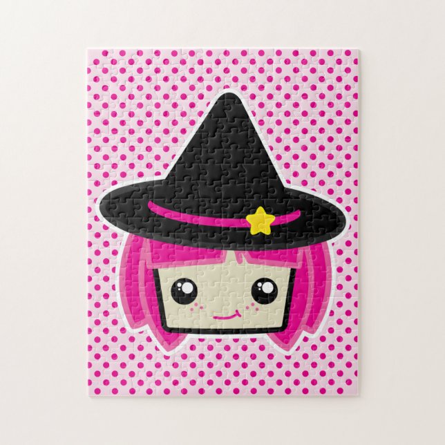 Kawaii Pink Haired Puzzle Sorcière (Vertical)