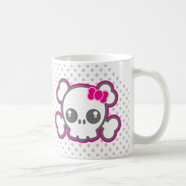 Kawaii Pink Ribbon Skull Mug (Droite)