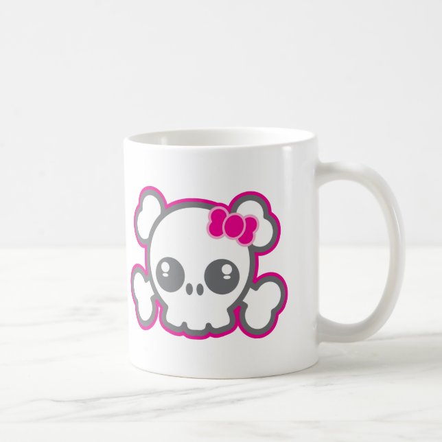 Kawaii Pink Ribbon Skull Mug (Droite)