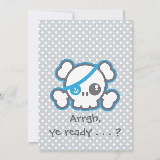 Kawaii Pirate Skull Halloween Party Invitation (Devant)