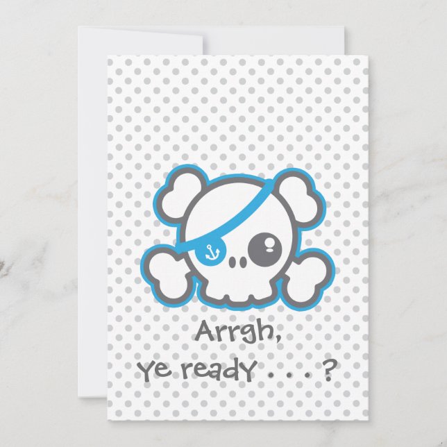 Kawaii Pirate Skull Halloween Party Invitation (Devant)