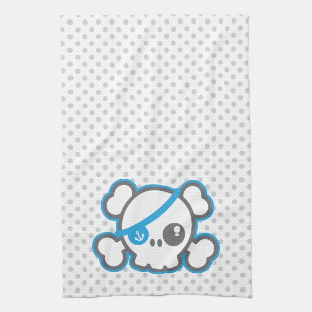 Kawaii Pirate Skull Serviette de cuisine (Vertical)