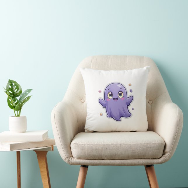 Kawaii Purple Ghost Jeter Oreiller Mignonne Hallow (Chaise)