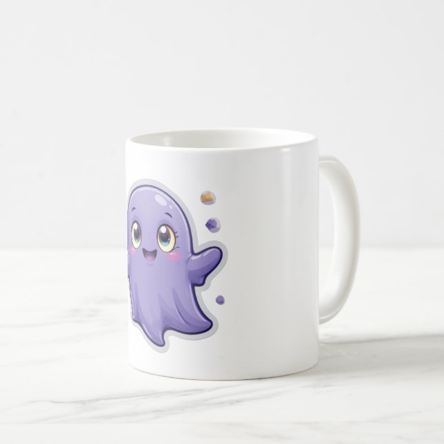 Kawaii Purple Ghost Mug Cute Éffrayant cadeau Hall (Devant droit)