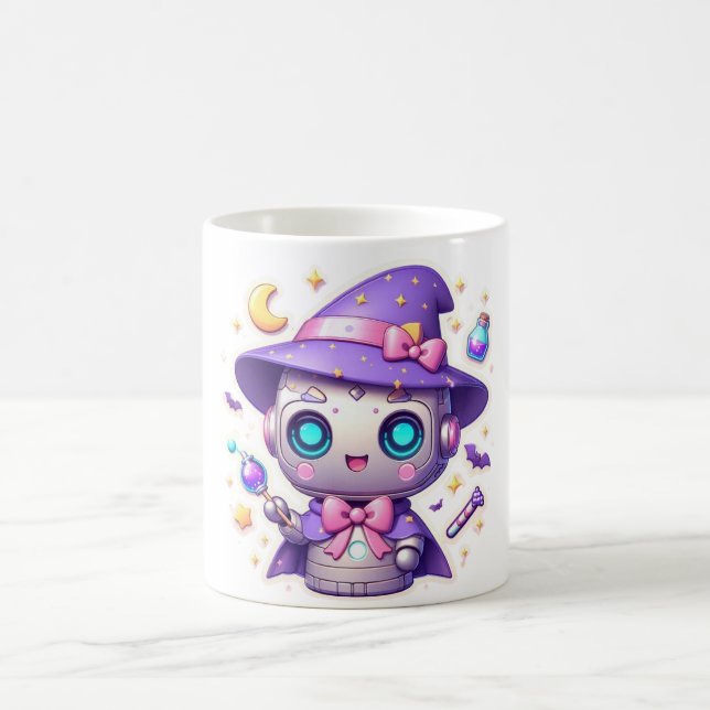 Kawaii Robot Witch Mug Cute Magique Bot Coffee Cou (Centre)