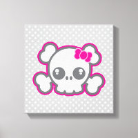 Kawaii Ruban rose Crâne Toile enveloppée