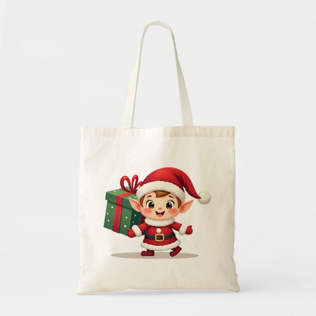 Kawaii Santa's Elf Helper Tote Bag (Devant)