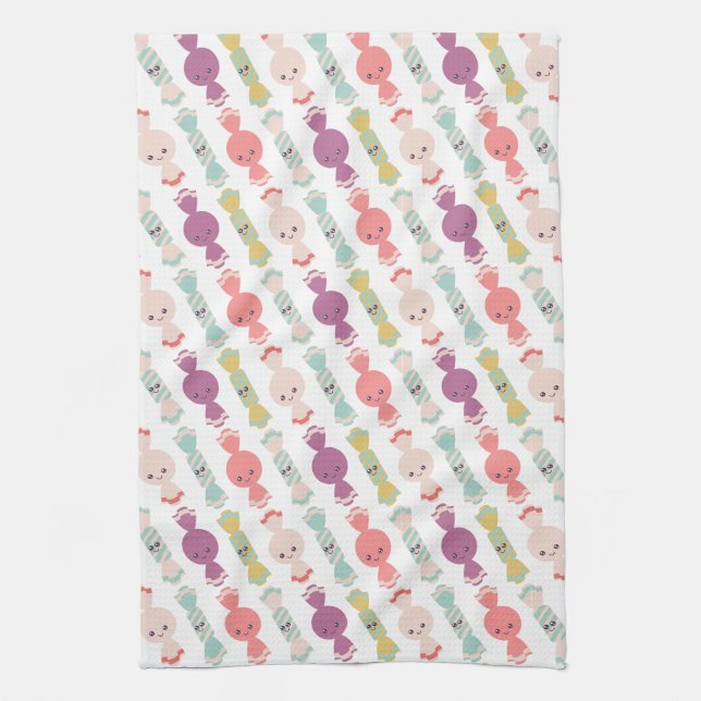 Kawaii Smiling Candy Serviette de cuisine (Vertical)