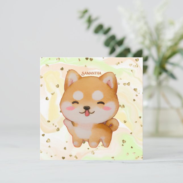 Kawaii Smiling Cartoon Style Shiba Inu (Debout devant)