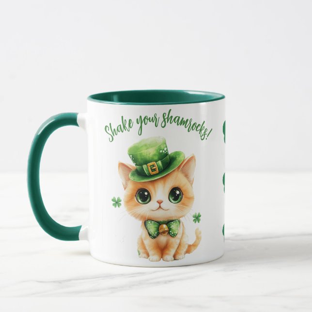 Kawaii St. Patrick’s Day Chat Mug - Chat Chauffeur (Gauche)