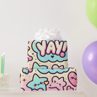 Kawaii Stars, Hearts, et "Yay !" Papier cadeau