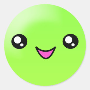 Kawaii Sugar Dots Lime Happy Sticker Visage