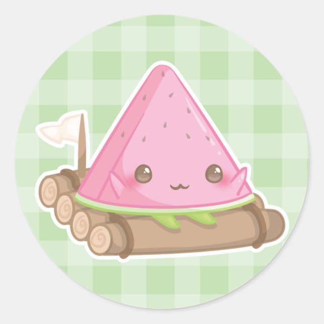 Kawaii Watermelon Slice in mignon Sticker Brown Ra (Devant)