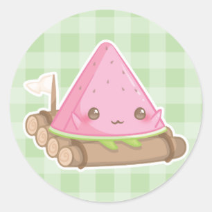 Kawaii Watermelon Slice in mignon Sticker Brown Ra