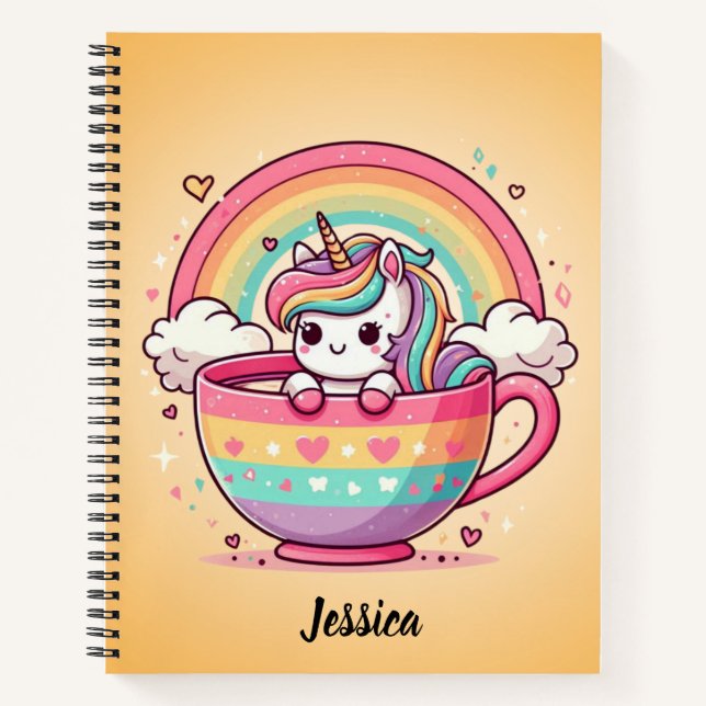 Kawaii Whimsical Rainbow Unicorn Carnet (Devant)