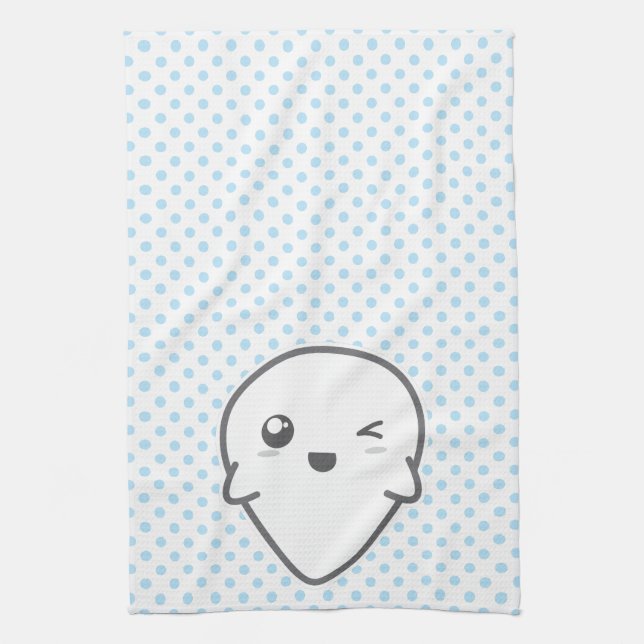 Kawaii Winking Ghost Serviette de cuisine (Vertical)