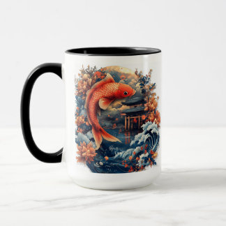 Kawaii Woodblock Carpe Dragon Gate Mug