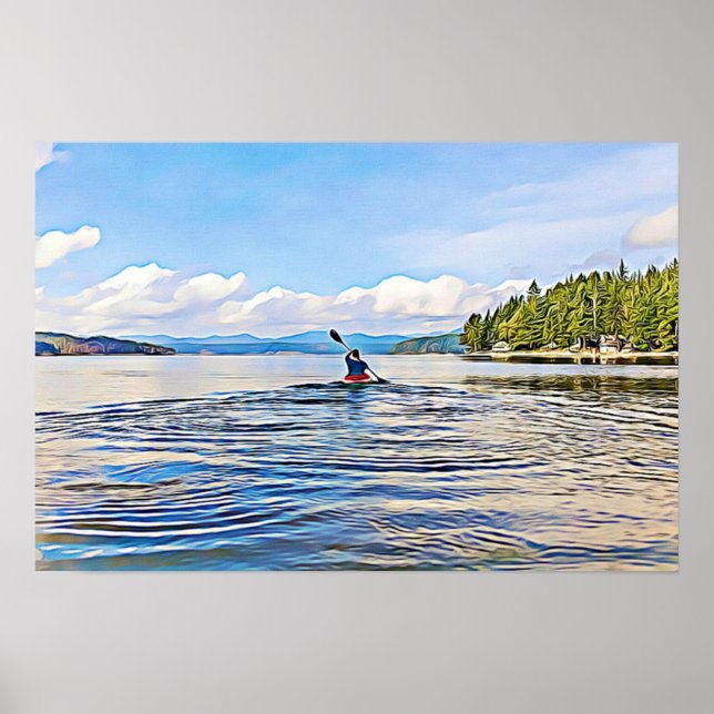 Kayaker sur Serene Lake Poster (Devant)