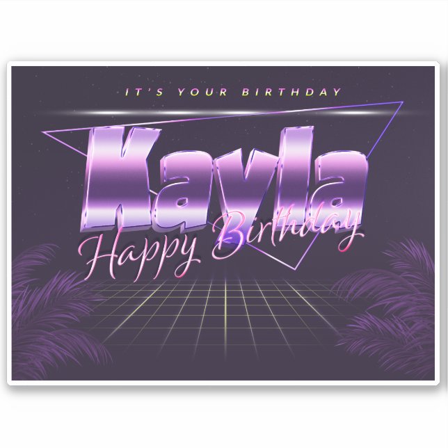 Kayla Nom Prénom lila retro Sticker (Devant)