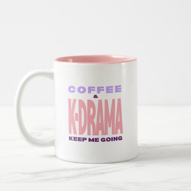 Kdrama Lover Coffee Mug Gift Pink Typography (Gauche)