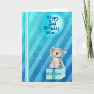Keddy Koala bleu 2ème anniversaire carte