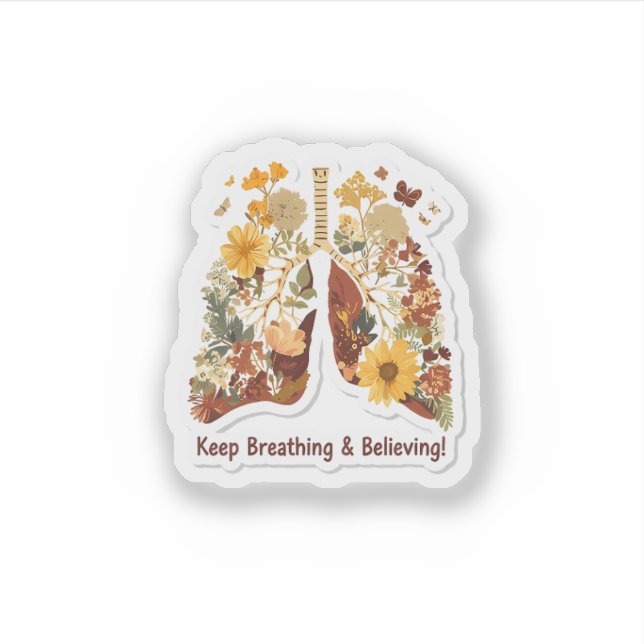 Keep Breathing & Believing - Floral Lungs Sticker (Devant)