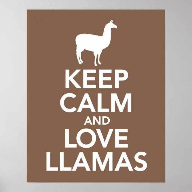 Keep Calm and Love Llamas print or poster (Devant)