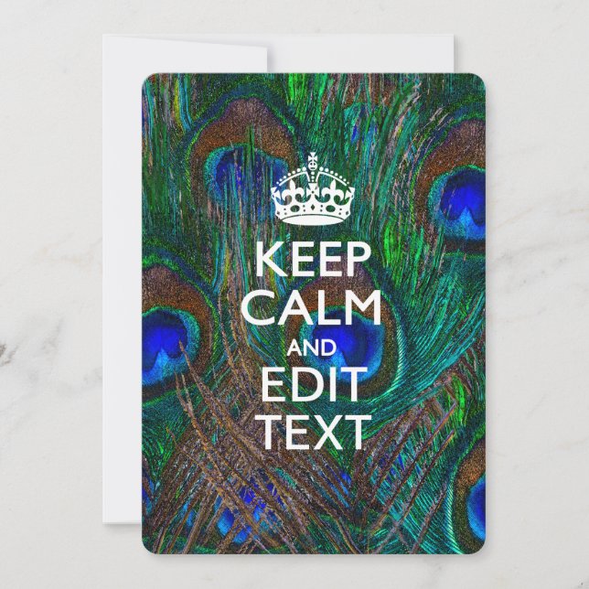Keep Calm and Your Text on Peacock Feathers (Devant)
