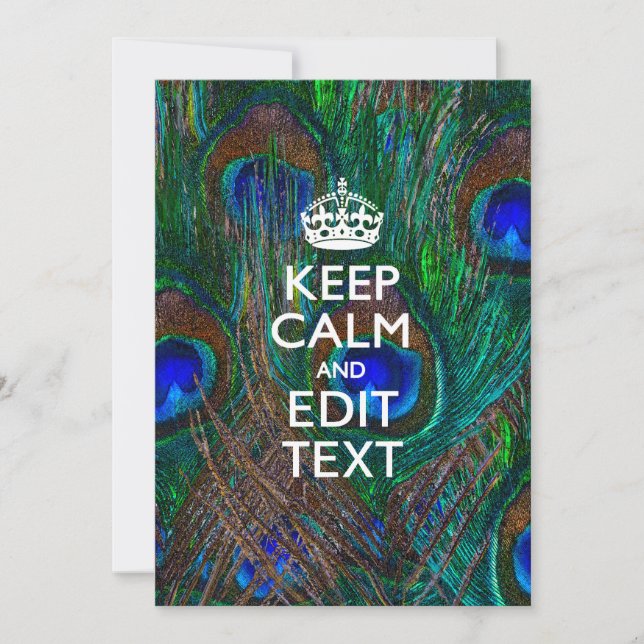 Keep Calm and Your Text on Peacock Feathers (Devant)