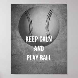 keep calm quote poster baseball gray and white