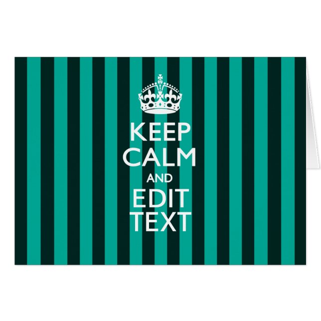 Keep Calm Your Text on Turquoise Stripes Decor (Devant horizontal)