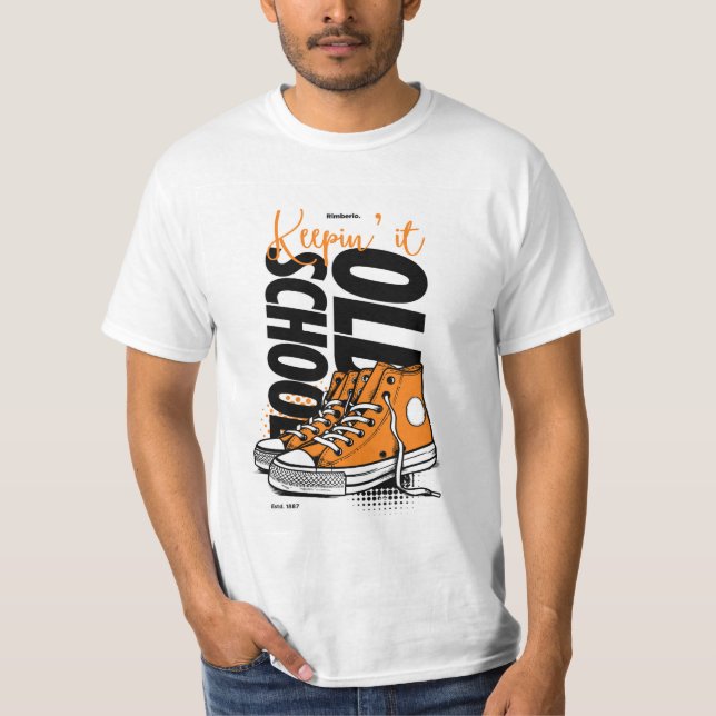 Keepin’ It Old School T-Shirt – Retro Orange Sneak (Devant)