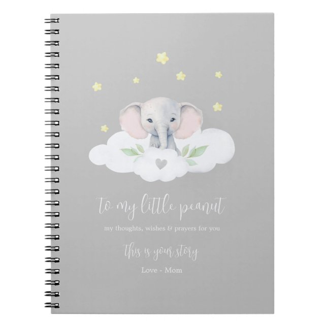 Keepsaké Pregnancy Journal Grey Modern Elephant (Devant)