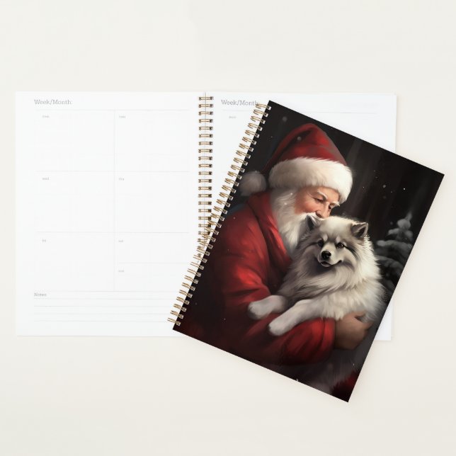 Keeshond avec le Père Noël Festif de Noël (Devant avec enveloppe)