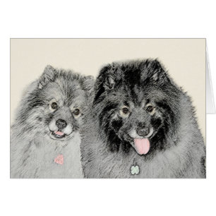 Keeshond Maman et Son Peinture - Art Chien origina