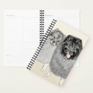 Keeshond Maman et Son Peinture - Art Chien origina