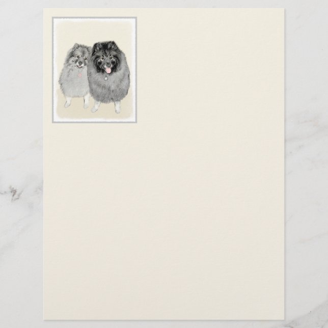 Keeshond Maman et Son Peinture - Art Chien origina (Devant)