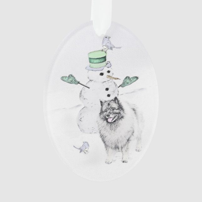 Keeshond Noël Snowman Peinture Chien Art (dos)
