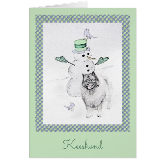 Keeshond Noël Snowman Peinture Chien Art (Devant)