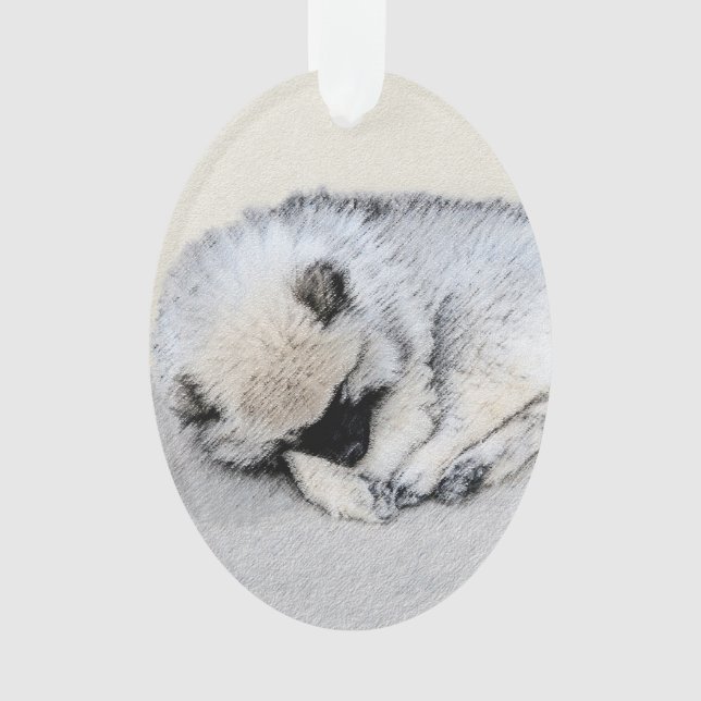 Keeshond Sleeping Puppy Peinture Chien Art origina (devant)