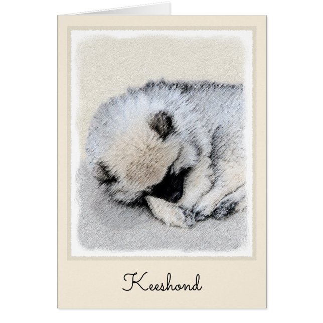 Keeshond Sleeping Puppy Peinture Chien Art origina (Devant)