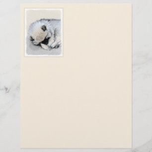 Keeshond Sleeping Puppy Peinture Chien Art origina