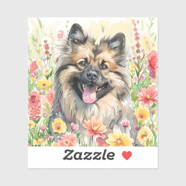 Keeshond Watercolor Sticker (Feuille)