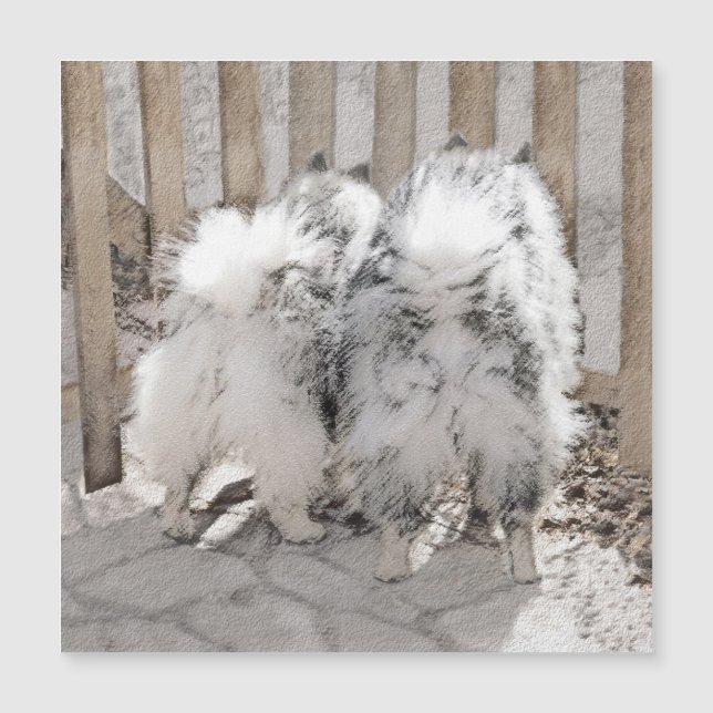 Keeshonds at the Gate Painting - Original Dog Art (Devant)
