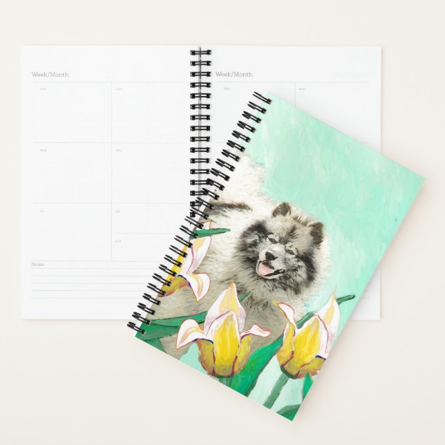 Keeshony in Tulips Peinture mignonne Original Chie (Devant avec enveloppe)