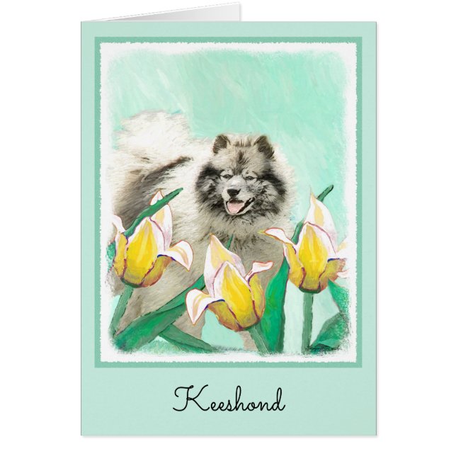 Keeshony in Tulips Peinture mignonne Original Chie (Devant)