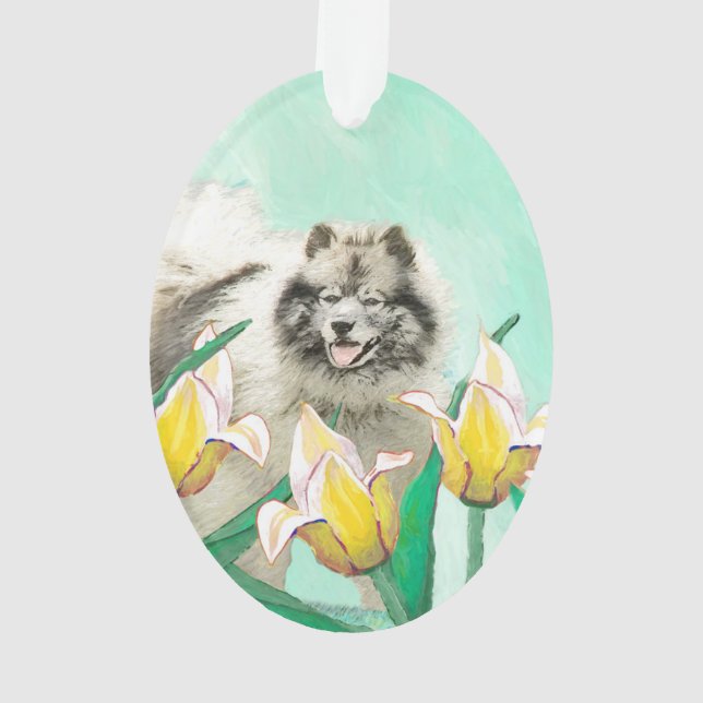 Keeshony in Tulips Peinture mignonne Original Chie (dos)