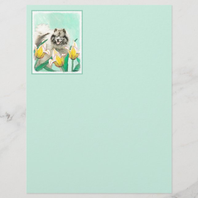 Keeshony in Tulips Peinture mignonne Original Chie (Devant)